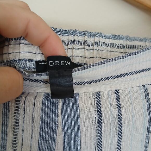 XL Drew Anthropologie Women's Beach Pants Whitney Side Slit Blue &white Stripe - Picture 2 of 5